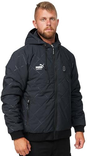 PUMA Workwear Essentials - Premium Winterjacke für Herren mit Kapuze und Steppmuster - für Handwerk, Produktion und Baugewerbe - Schwarz - Gr. L