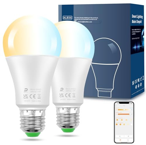 DUSKTEC Lampadine LED Alexa E27 12W (Equivalenti a 100W), Lampadina E27 A60 Smart Bluetooth, Dimmerabile 2700K-6000K Luce Bianco Caldo Fredda 1000 Lumen, App Controllato, 2 Pezzis