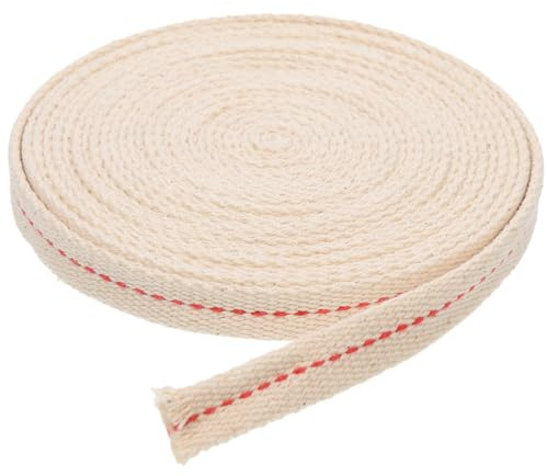 Warmhm Quwem 33 Feet Flat Cotton Oil Lamp Wick Roll: 1 Inch Wide Replacement Lantern Wick with Red Stitch for Paraffin Kerosene Lamps, DIY Candle Making & Emergency Lighting 10m Bulk Vintage