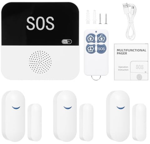 Mulcort Intelligente Wireless WiFi per badanti, pulsante di emergenza, pulsante di allarme per anziani, avviso app, sistema di assistenza alle chiamate infermiere per