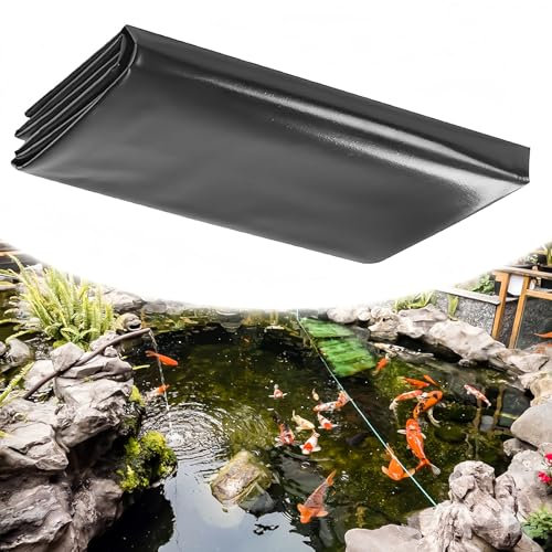 Revestimiento de Estanque Flexible Lámina para Estanques de HDPE Fish Pond Liner Preformado Lona Estanque Negro Arroyos Forro para Jardín De Agua Lagos Cascada Fuentes 1-15.0m(12x18.0m)