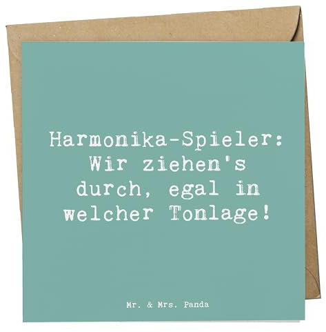 Mr. & Mrs. Panda Deluxe Karte Spruch Harmonika Spieler - Geschenk, Musiker, musikalische Reise, Notenblätter, Instrument lernen, Hochwertige Klapp, Musik, Spaß, Einladungs, Gruß, Musikinstrument