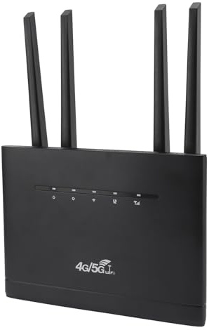 4G LTE Wireless Router, 300Mbps Unlocked Mobile WiFi Hotspot Router with SIM Card Slot, 4 Antennas for Asia, Home and Office Use (GB Plug)