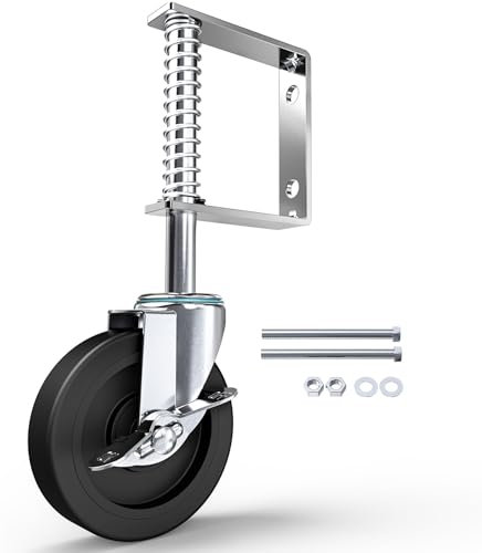 HOLKIE Rueda Giratoria de 100 mm para portón,ruedas con muelle para puertas pesadas de madera y vallas,capacidad de carga 100 kg