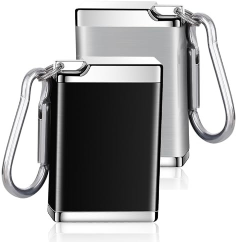 thirei 2 Stück Taschenaschenbecher für Unterwegs, Mini Aschenbecher to go, Tragbarer Aschenbecher, Zigaretten Taschenascher, für unterwegs,Reisen,Auto,Camping & Festival (Schwarz, Grau)