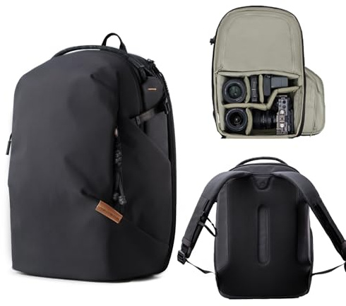 PGYTECH OneGo Lite Kamerarucksack 22L, Leichter Wasserabweisend Rucksack Fotografin für Stadt & Reise, Kameratasche Kompatibel mit Spiegelreflexkamera Sony/Canon/Nikon, 16'' Laptop, Matt Schwarz