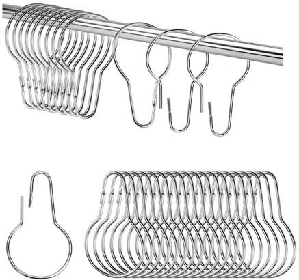 YZROHYI 36 Pezzi Anelli Tenda Doccia,Ganci per Tende da Esterno,Shower Curtain Rings,Anelli per Tende In Metallo,Anello da Bagno Argento,Gancetti Tenda Ganci per Binario, Finestra Della-70 x 40 mm