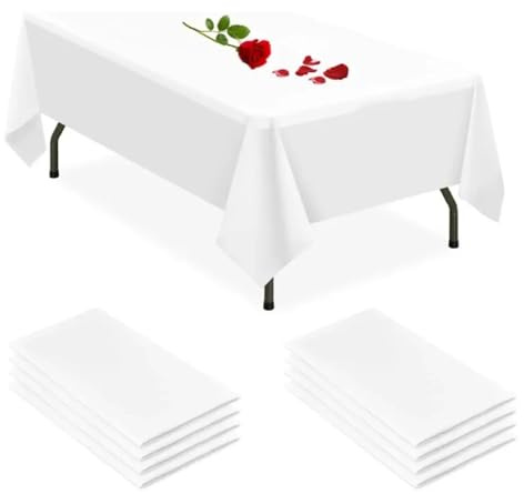 5 stycken engångs bordsöverdrag av plast, 137 x 274 cm, bordsduk vit, utomhusbord filt väderbeständig, födelsedagsdekoration, skyttsäker ölbänk dukar, öltält-set vit