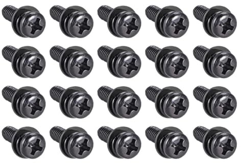 TA-VIGOR M5 Phillips Pan Head Bolts with Spring and Plain Washers 12mm, Carbon Steel Cross Round Head Machine Screws for Heavy-duty Fastening