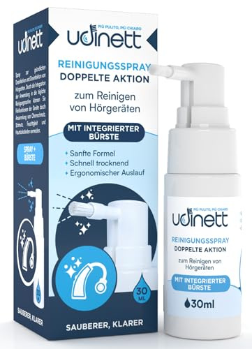 Spray Limpiador de Audífonos 30ml Udinett - Limpiador con Cepillo contra la Suciedad Cera - Efecto Efecto de Limpieza Inmediato para Auriculares Bluetooth - Fórmula Sin Alcohol