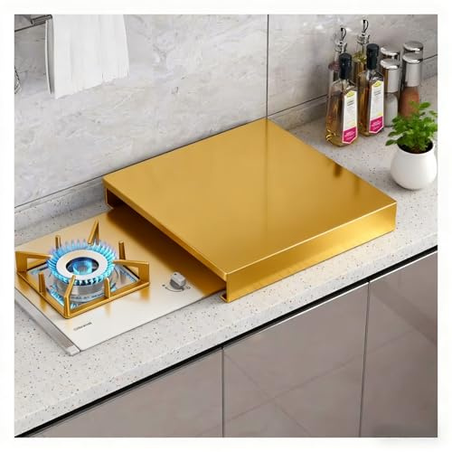 Gashällskydd Spishällsskydd i kolstål, tvättbart och robust överdrag för gasspis, överdrag av skiva för infraröda brännare och elektriska spisar(Gold,35x50x9cm(14x20x4in))