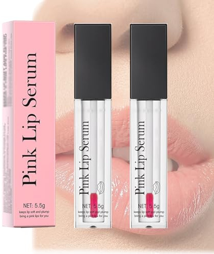 Sérum repulpant pour les lèvres rose,Gloss teinté transparent,Baume à lèvres teinté doux et hydratant,Hydratation et réduction des ridules, Élimine les cernes et Soin quotidien des lèvres. (2 PCS)