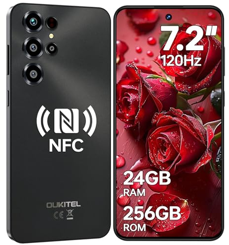 OUKITEL C68 Telephone Portable Pas Cher 2026-7.2 HD+ 120Hz Smartphone Pas Cher, 24Go +256Go/TF 1To Téléphone Android 15, 6000mAh Smartphone Débloqué, 64MP+8MP, NFC/4G Dual SIM/Face ID/Fingerprint