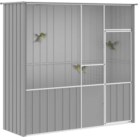 Generic Aviary, Bird/Outdoor Aviary, Bird House, Rearing Cage, parrots Cage, Large, Galvanized Steel, Anthracite(215x 78x200 cm)
