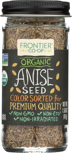 Frontier Co-op Organic Whole Anise Seed, 1.50-Ounce Jar, Adds Licorice-Like Flavor to Desserts, Stews, Bread, Tea, Kosher