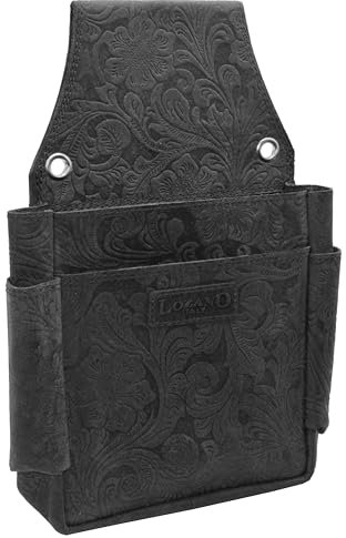 flevado Große Leder Kellner Tasche Halfter Lianen Musterung Colt, Maße: 22,5 cm x 3 cm, Black
