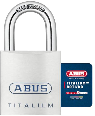 ABUS Titalium Vorhängeschloss 80TI/40 - Kellerschloss mit leichtem, massiven Schlosskörper aus Spezial-Aluminium - ABUS-Sicherheitslevel 6 - Silber