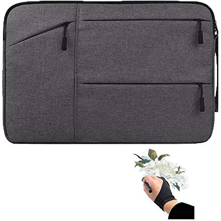 Drawing Tablet Case Carrying Bag with Artist Glove Graphics Tablet Sleeve Protective Bag for Huion H610 Pro, HS610, Xp-pen Deco 01, Star 06, Ugee M708 and Veikk A30, A50