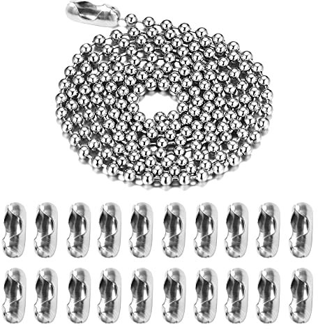 Clyhon Chaîne Plaqué Nickel en Acier de 4,5 mm de Diamètre 9,8 Pieds avec 20 Connecteurs Correspondants