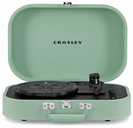 Crosley Discovery - Tocadiscos portátil, reproductor de discos Bluetooth, reproductor de vinilo de maleta de 3 velocidades, tocadiscos para el hogar para discos de vinilo, altavoces estéreo integrados