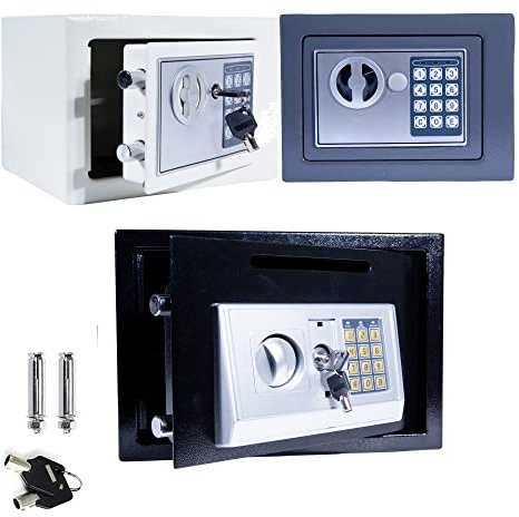 16L Black Security Safe Cash Box, Cabinet Safe with Double Digital Keypad Safety Key Lock for Home Business Office Hotel Money Document Jewelry Passport (35 * 25 * 25cm)
