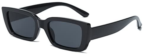 YAMEIZE Vintage Sonnenbrille Eckig Retro Schatten Katzenauge UV Schutz für Frauen Schwarz Grau