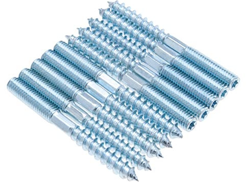 M10x80mm Torx Hanger Bolts, Double Ended Dowel Screws, Wood Screws, Wall Fixing, Zinc Plated Headless Fastener with Hexagon Part and T25, Machine Metric Bolt and Lag Threaded Wood Screw (10 Pack)