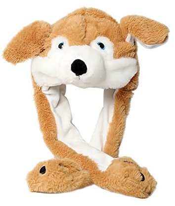 Surakey Niedliche Damen Mädchen Plüsch Ohren Hut Mütze, Hunde Plüsch Hut mit Beweglichen Ohren, Drücken der Tiermütze Machen die Ohren Bewegen Spielzeug Geburtstags Weihnachts Geschenk Cosplay