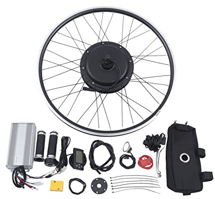 1500W 48V Elektrofahrrad Umbausatz - Hinterrad - Ebike Elektrofahrrad Conversion Kit Umbausatz - 500rpm/min - mit 7-Gang Schwungrad & LCD-Anzeige, Batterien Nicht enthalten (26 Zoll)