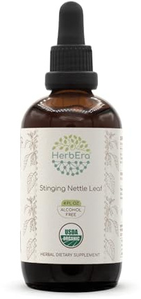 HerbEra Stinging Nettle Leaf B120 USDA Organic Tincture | Alcohol-Free Extract, High-Potency Herbal Drops | Certified Organic Stinging Nettle (Urtica Dioica) Dried Leaf (4 oz)