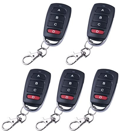 SWTHM Kabelloser Klonschalter, 433 MHz, universeller elektrischer Tor, Klon-Fernbedienung, Ersatz mit Schlüsselanhänger, 100–150 m Übertragungsreichweite für Garagentore, Tore, 5 Stück