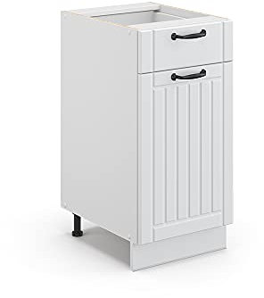 Vicco Midischrank Fame-Line, Weiß Landhaus/Weiß, 40 x 81.6 cm ohne Arbeitsplatte