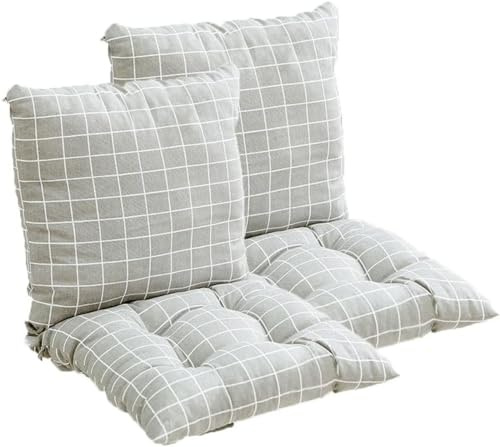 MLordoarf 2 Stück Stuhlkissen mit Rückenteil Sitz, Rückenkissen mit Bänder, Niedriglehner Auflage Polsterauflage Gartenstuhl (40X80cm)