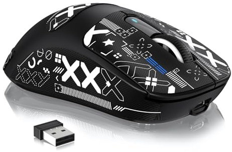 VGN GAMEPOWER x Attack Shark X3MAX PAW3950 Kabellose Gaming-Maus Superlight, 42000DPI, 49g Ultraleicht Mouse, Optical Schalter, 2.4G/BT/Kabelgebunden, Bis zu 200 Std. Akku, G502, PC/Mac, Schwarz