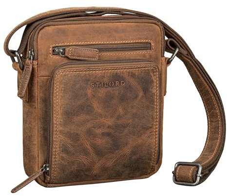 STILORD Winston Stylishe Umhängetasche Herren Klein Leder Männer Tasche zum Umhängen für Reisen & Alltag - Kleine Messenger Bag Echtleder für Tablet 9,7 Zoll Farbe:bergamo - braun