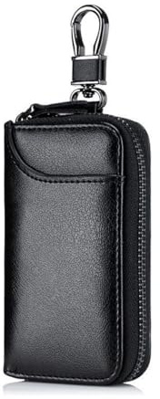 OUDQFCJ Etui Porte-Clé Cuir, Etuis de Voiture, Housse de Protection clé de Voiture, Porte-clés avec Crochet en métal Et Fermeture éclair, Pochette Porte Cles, petit porte monnaie femme