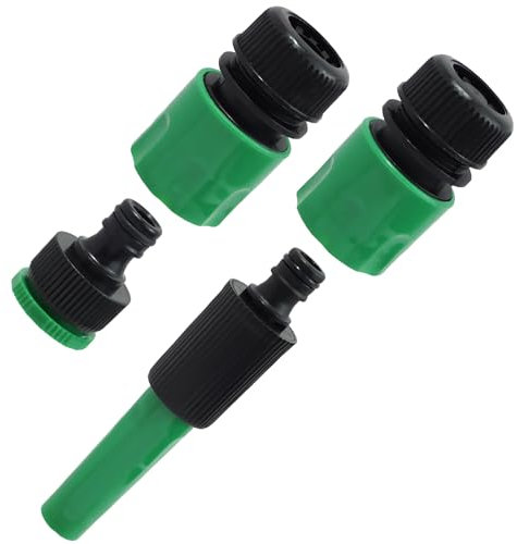 4 Piezas Juego de Conexión para Manguera de Jardín Boquilla de Pulverización Adaptador Grifo Manguera Universal Mezclador Conector de Grifo de 1/2 3/4 2 en 1 Conexión Rápida ABS Accesorios
