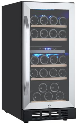 Metal Built-in Single Door Wine Cooler 26 Bottles Single Zone Dual Temperature 110V/60HZ Single Door Wine Cooler for 26 Bottles, Featuring Touch Control & Dual Temperature - Ideal Wine Cellar Storage