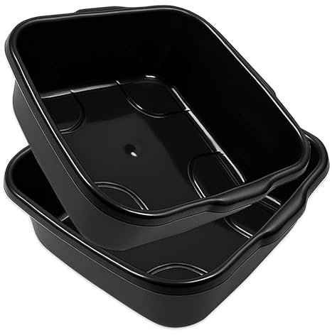 BH | 2 Pcs x Washing up Bowl Basin - 9L | Square | Black | Multi-Purpose Bath Tub/Washing Sink for Kitchen, Bathroom, and Household Use - (Pack of 2) - By BEST HOUSE