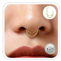 ESHIONER G23 Titan Septum Piercing Daith Nasenringe Gold Wassertropfen Clicker Ring Niedlich Klein Hinged Segment Clicker 8MM 16G Daith Piercing Schmuck für Damen Herren