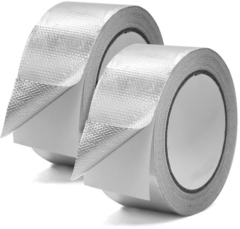 WYYFXY Cinta adhesiva de aluminio, resistente al calor, fibra de vidrio, papel de aluminio, autoadhesivo, alta temperatura, impermeable, para tuberías y automóviles, 5 cm × 20 m (2 unidades)