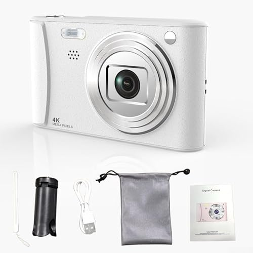Cámara digital compacta de 50 MP con doble lente, zoom 8X y tarjeta de 32 GB, ideal para uso diario (blanco A15 sin tarjeta)