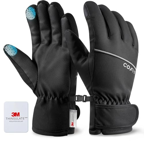 COFIT Guanti Inverno Uomo Donna - Guanti da Sci Termici Impermeabili e Antivento, Touchscreen, con Bande Riflettenti per Ciclismo, Corsa, Allenamento