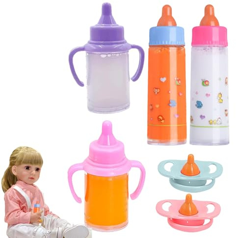 Mxshc Set de Repas pour Poupée,Accessoires de Soin pour Poupée,Jouet Biberon Lait Jusci avec Sucette pour Fille Enfant - École Garderie Anniversaire Noël