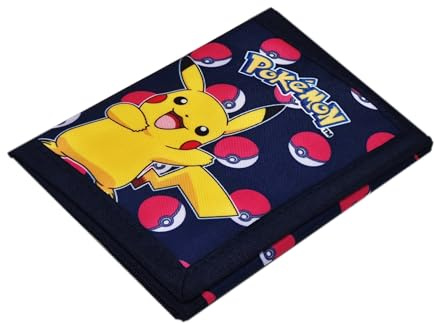 Theonoi Pokémon Kinder Geldbörse mit Pikachu & Pokéball Motiv – Offizieller Fanartikel Geldbeutel mit Münzfach & Klettverschluss für Jungen & Mädchen