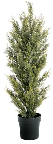 Blooming Artificial - Faux Conifer Tree for Garden, Home, and Office, Potted Artificial Evergreen Tree with Year Round Decorative Plastic Foliage, UV and Water Resistant (Green) (120cm/ 4ft)