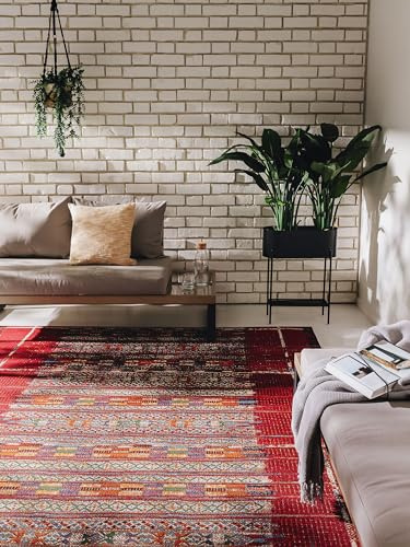 benuta Nest In- & Outdoor Teppich Artis - Multicolor/Rot 120x180 cm - Strapazierfähig für Balkon, Terrasse, Garten - Küchenteppich & Wohnzimmerteppich - Botanical, Floral, Shabby Chic, Vintage