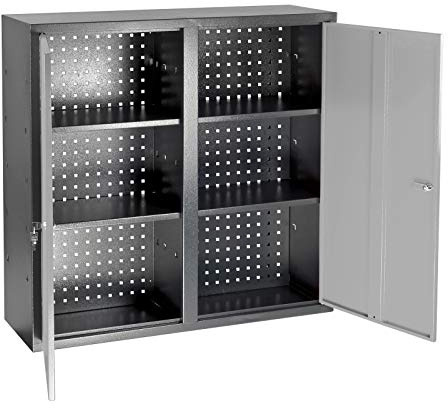 ADB Metall Werkstatt-Wandschrank 2-türig Lochwand Hängeschrank Werkstattschrank Werkzeugschrank 100 x 30 x 100 cm