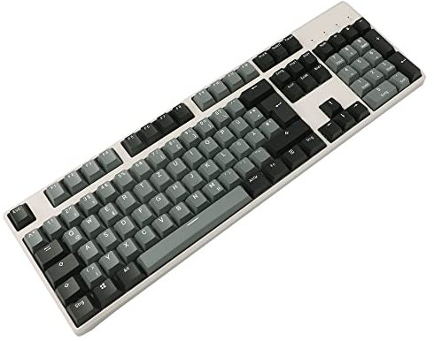 YMDK, WLAN, 105 Deutsche ISO Double Shot PBT Cherry Profile Tastenkappen Set passend für Cherry MX Switches Mechanische Tastatur (Schwarz Grau)