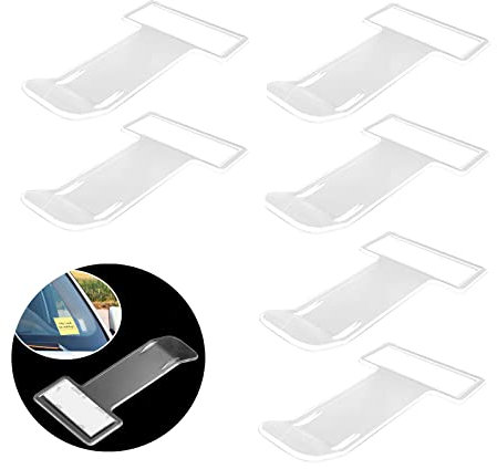 ANDSHUAI 6 Pcs Parking Ticket Holder,Windscreen Ticket Holder,Transparent,Clip Permit Pass Holder Gadget with Adhesive Pads,Parking Ticket Clip Windscreen for Car,Van and Caravan